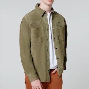 BLANKNYC Men's Suede Shirt Jacket, crafted from 100% goatskin leather